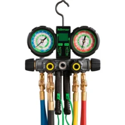 Hilmor 4V410HD 4-Valve Aluminum Manifold With 60" Hoses & DROT 1839110, R410A