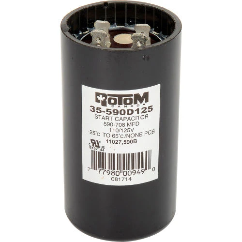 Rotom 590B, 590-708MFD, 110/125V, Start Capacitor, Round 1 Rotom 590B, 590-708MFD, 110/125V, Start Capacitor, Round