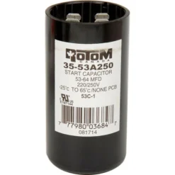 Rotom 53C-1, 53-64MFD, 220/250V, Start Capacitor, Round