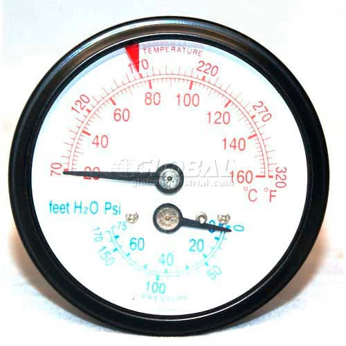 Mitco B136-1M Boiler Gauge, 3-1/4"Dia. X 3"L, 1/2"NPT, Center Back Connection 1 Mitco B136-1M Boiler Gauge, 3-1/4"Dia. X 3"L, 1/2"NPT, Center Back Connection