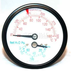 Mitco B136-5M Boiler Gauge, 2-1/2"Dia. X 3"L, 1/4"NPT, Center Back Connection