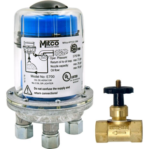 Mitco P131-53M Smart-Flo Oil De-Aerator, 1/4"NPT, 2 Floats, UL listed and B100 compatible 1 Mitco P131-53M Smart-Flo Oil De-Aerator, 1/4"NPT, 2 Floats, UL listed and B100 compatible